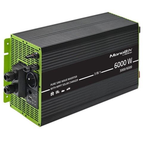 Przetwornica solarna 3w1 z funkcją ładowania AC | MPPT | UPS | ATS | 3000W | 6000W | 12V na 230V | Czysty Sinus Przetwornica solarna 3w1 z funkcją ładowania AC | MPPT | UPS | ATS | 3000W | 6000W | 12V na 230V | Czysty Sinus