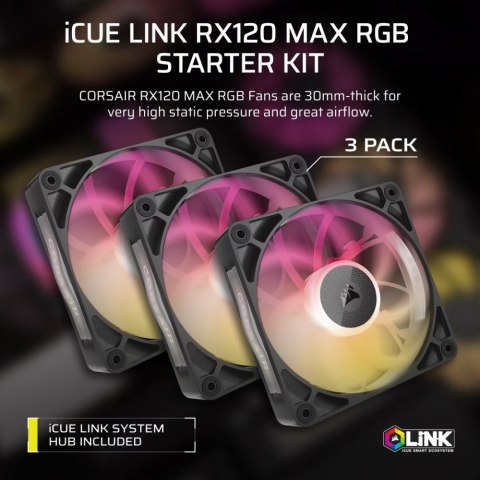 Wentylator iCUE LINK RX120 MAX RGB 120mm Triple Fan Kit Wentylator iCUE LINK RX120 MAX RGB 120mm Triple Fan Kit