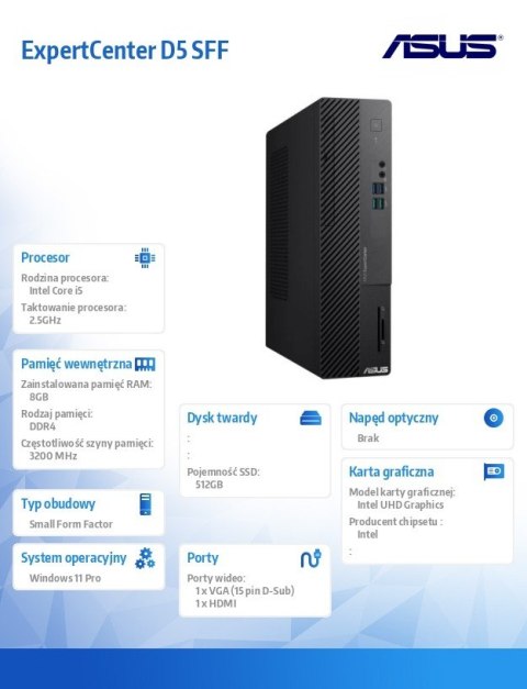 Komputer ExpertCenter D5 SFF D500SE-513500252X i5-13500 8GB/512GB