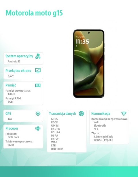 Smartfon moto g15 8/128GB Iguana Green