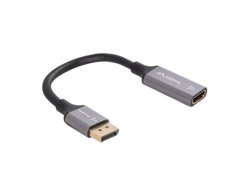 Adapter Displayport(M)- HDMI(F)8K na kablu 20cm srebrny Adapter Displayport(M)- HDMI(F)8K na kablu 20cm srebrny