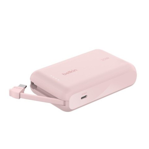 PowerBank BoostCharge 10k mAh 20w wbudowany kabel-C, port-C, różowy