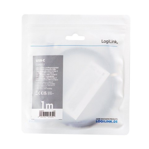 Kabel USB3.2 gen2 TypeC do USB-C/F, PD, 1m