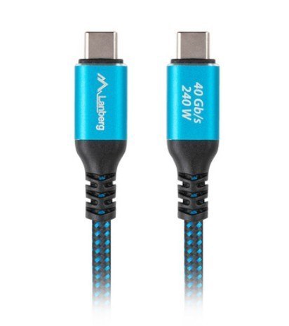 Kabel USB-C M/M USB4 1.5M 240W 60HZ czarno-niebieski