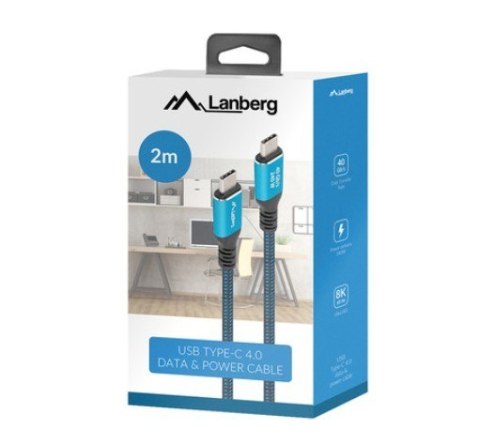 Kabel USB-C M/M USB4 2M 240W 8K 60HZ czarno-niebieski