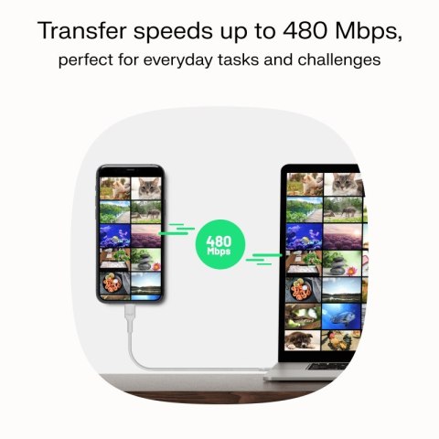 Kabel USB-C-USB-C PowerStream 100W oplot 0,3m biały