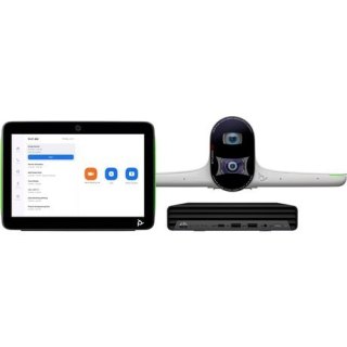 Pakiet Studio do dużych sal, przeznaczony do współpracy z usługą Zoom Rooms: Kamera inteligentna Studio E70 i komputer HP z TC10