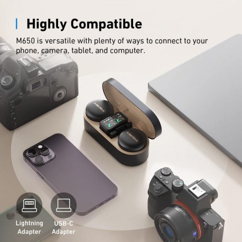 Mikrofon M650 BT USB-C + adaptery, czarny Mikrofon M650 BT USB-C + adaptery, czarny