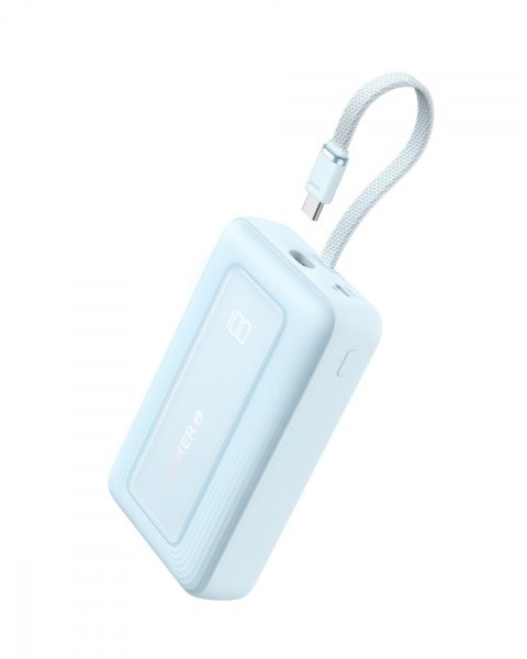 Powerbank ZOLO 20000mAh 30W wbudowany kabel USB-C, niebieski