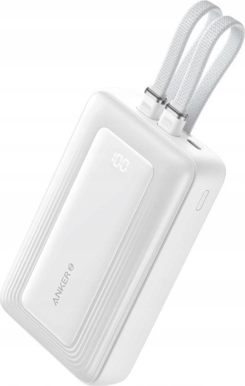 Powerbank ZOLO 20000mAh 30W wbudowany kabel USB-C oraz USB-Lightning, biały