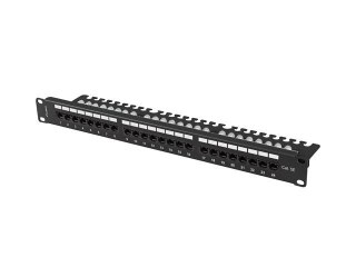 Patch panel 24 porty 1U 19 cali kat.5E UTP z organizerem kablowym, czarny