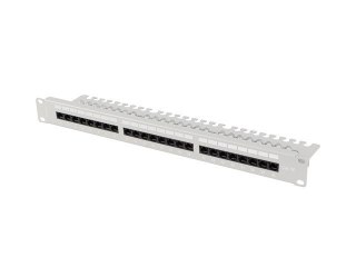 Patch panel 24 porty 1U 19 cali kat.5E UTP z organizerem kablowym, szary