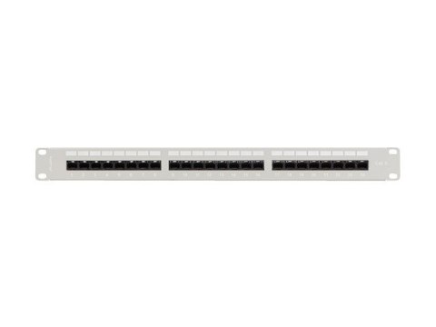 Patch panel 24 porty 1U 19 cali kat.6 UTP z organizerem kablowym, szary Patch panel 24 porty 1U 19 cali kat.6 UTP z organizerem kablowym, szary