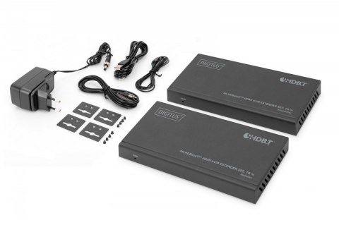 Przedłużacz/Extender KVM HDMI+USB HDBaseT 70m 4K30Hz HDCP 2.2 PoC (Power over Cable) audio IR zestaw