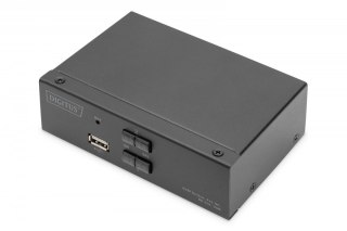 Przełącznik KVM, 2 portowy, 4K 60Hz, 2xDisplayPort IN, 1xDisplayPort OUT, 2xUSB, 2xAudio IN&OUT