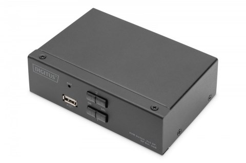 Przełącznik KVM, 2 portowy, 4K 60Hz, 2xDisplayPort IN, 1xDisplayPort OUT, 2xUSB, 2xAudio IN&OUT