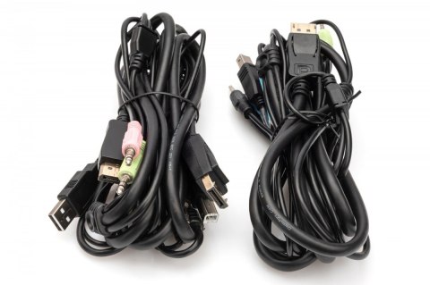 Przełącznik KVM, 2 portowy, 4K 60Hz, 2xDisplayPort IN, 1xDisplayPort OUT, 2xUSB, 2xAudio IN&OUT