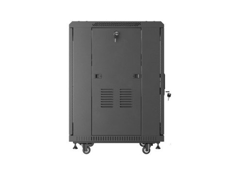 Szafa instalacyjna rack stojąca 19 cali 15U 600x600 drzwi perforowane czarna (Flat pack)