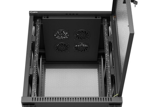 Szafa instalacyjna rack stojąca 19 cali 15U 600x600 drzwi perforowane czarna (Flat pack)