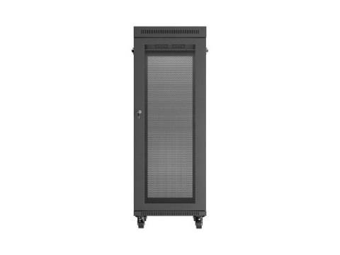 Szafa instalacyjna rack stojąca 19 cali 32U 600x1000 drzwi perforowane LCD czarna (Flat pack)