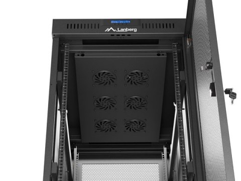 Szafa instalacyjna rack stojąca 19 cali 32U 600x1000 drzwi perforowane LCD czarna (Flat pack)