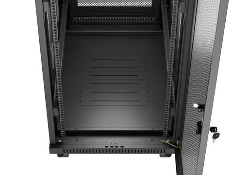 Szafa instalacyjna rack stojąca 19 cali 32U 600x1000 drzwi perforowane LCD czarna (Flat pack)