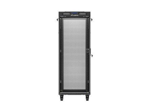 Szafa instalacyjna rack stojąca 19 cali 32U 600x1000 drzwi perforowane LCD czarna (Flat pack)