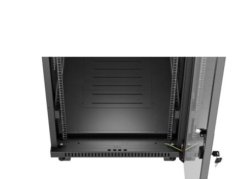 Szafa instalacyjna rack stojąca 19 cali 32U 600x1000 drzwi przeszklone LCD czarna (Flat pack)