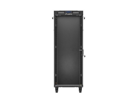 Szafa instalacyjna rack stojąca 19 cali 32U 600x1000 drzwi przeszklone LCD czarna (Flat pack)