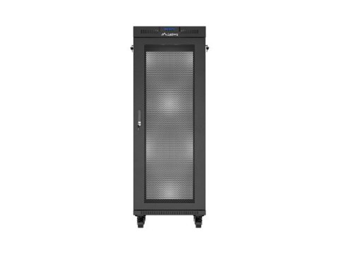 Szafa instalacyjna rack stojąca 19 cali 32U 600x600 drzwi perforowane LCD czarna (Flat pack)