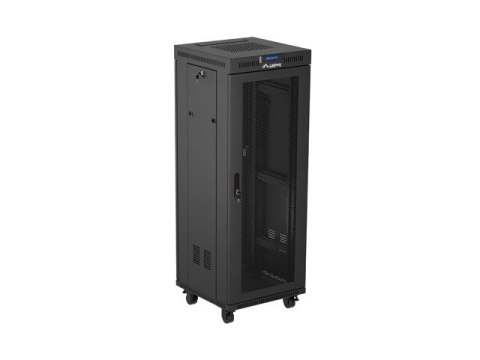 Szafa instalacyjna rack stojąca 19 cali 32U 600x600 drzwi perforowane LCD czarna (Flat pack)