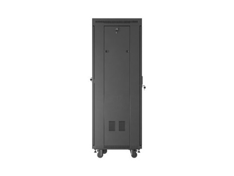 Szafa instalacyjna rack stojąca 19 cali 32U 600x600 drzwi perforowane LCD czarna (Flat pack)