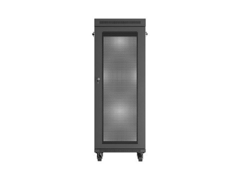 Szafa instalacyjna rack stojąca 19 cali 32U 600x600 drzwi perforowane LCD czarna (Flat pack)