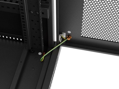 Szafa instalacyjna rack stojąca 19 cali 32U 600x600 drzwi perforowane LCD czarna (Flat pack)