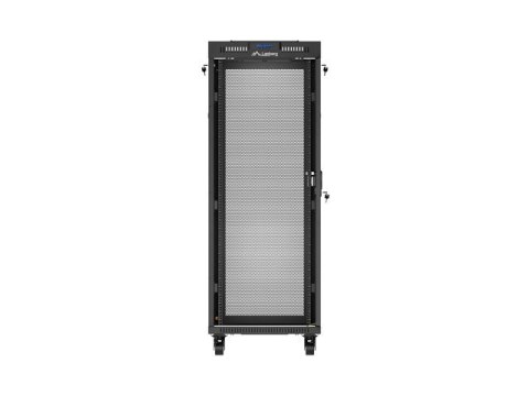 Szafa instalacyjna rack stojąca 19 cali 32U 600x600 drzwi perforowane LCD czarna (Flat pack)
