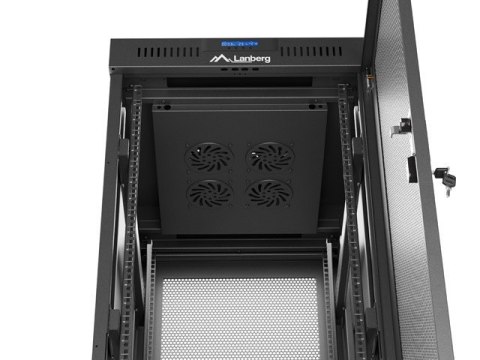 Szafa instalacyjna rack stojąca 19 cali 32U 600x800 drzwi perforowane LCD czarna (Flat pack)