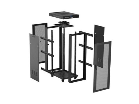 Szafa instalacyjna rack stojąca 19 cali 32U 600x800 drzwi perforowane LCD czarna (Flat pack)