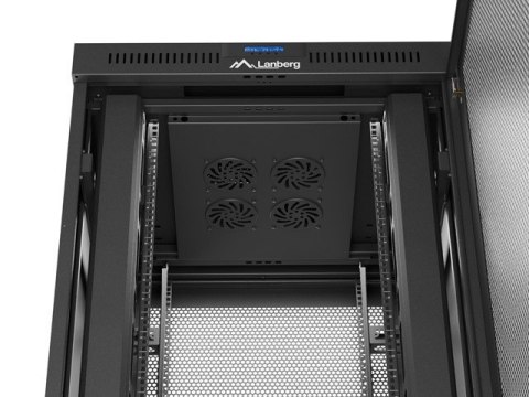 Szafa instalacyjna rack stojąca 19 cali 37U 800x800 drzwi perforowane LCD czarna (Flat pack)