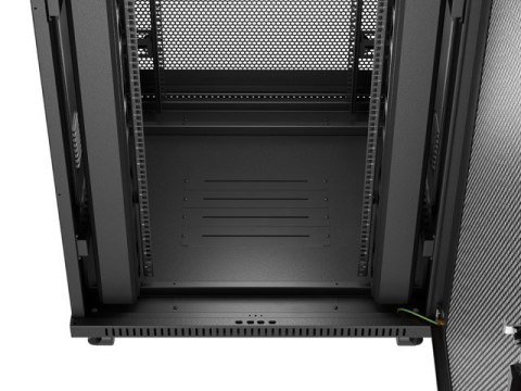 Szafa instalacyjna rack stojąca 19 cali 37U 800x800 drzwi perforowane LCD czarna (Flat pack)