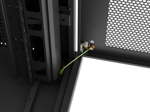 Szafa instalacyjna rack stojąca 19 cali 37U 800x800 drzwi perforowane LCD czarna (Flat pack)