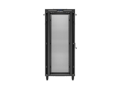 Szafa instalacyjna rack stojąca 19 cali 37U 800x800 drzwi perforowane LCD czarna (Flat pack)