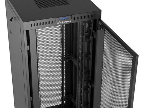 Szafa instalacyjna rack stojąca 19 cali 37U 800x800 drzwi perforowane LCD czarna (Flat pack)