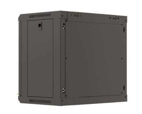 Szafa instalacyjna rack wisząca 19" 540x350 czarna drzwi przeszklone ( flat pack)