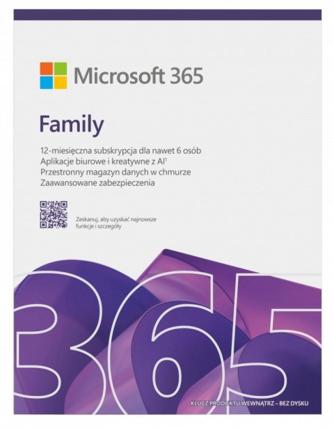 M365 Family PL 1Y 6U Win/Mac EP2-32382, Zastępuje P/N: 6GQ-01940
