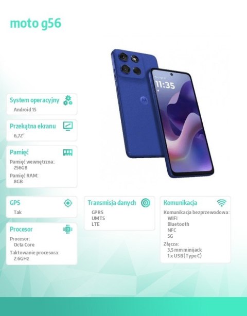 Smartfon moto g56 G5 8/256GB, Dazzling Blue Smartfon moto g56 G5 8/256GB, Dazzling Blue
