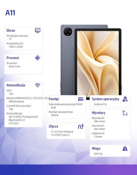 Tablet Tab A11 4G 11" 6/256GB Space Grey Tablet Tab A11 4G 11" 6/256GB Space Grey