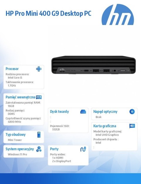 Desktop ProMini G9 i5-14500T 512GB/16GB/W11P B6ZB3ET
