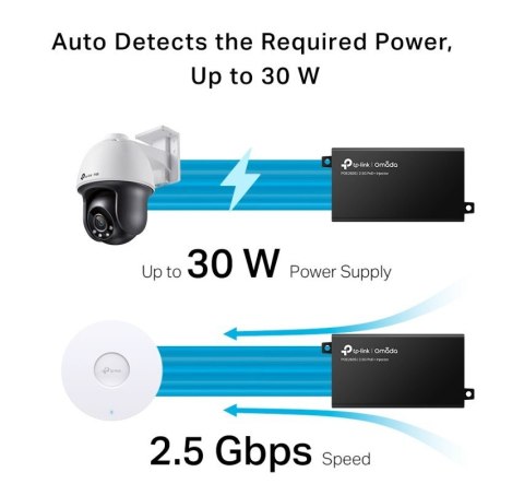Injector Adapter Omada 2.5G PoE+ PORT: 1× 2.5G PoE Port, 1× 2.5G Non-PoE Port Injector Adapter Omada 2.5G PoE+ PORT: 1× 2.5G PoE Port, 1× 2.5G Non-PoE Port