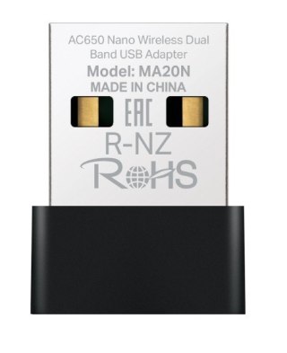 Karta sieciowa Mercusys AC650 Nano Wi-Fi USB Adapter SPEED: 200 Mbps at 2.4 GHz + 433 Mbps at 5 GHz