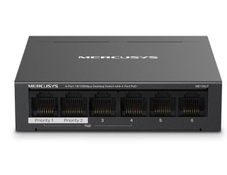 Przełącznik Mercusys 6-Port 10/100 Mbps Desktop Switch with 4-Port PoE+ PORT: 4× 10/100 Mbps PoE+ Ports, 2× 10/100 Mbps Non-
